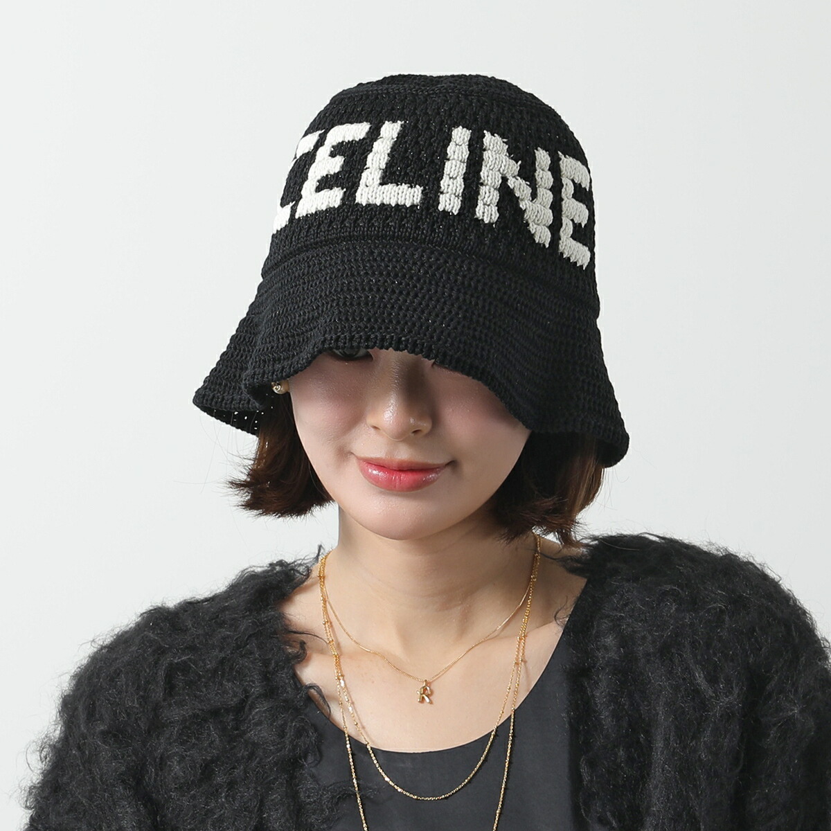 大人気♪【CELINE】トリオンフ ラフィア バケットハット CELINE バケットハット 2AUP7517Q ラフィア トリオンフ