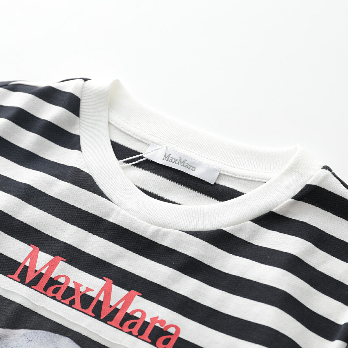 MaxMara●ROSSO●101801コートドッグプリント ストライプTシャツ MAX MARA マックスマーラ 半袖 Tシャツ ROSSO レディース