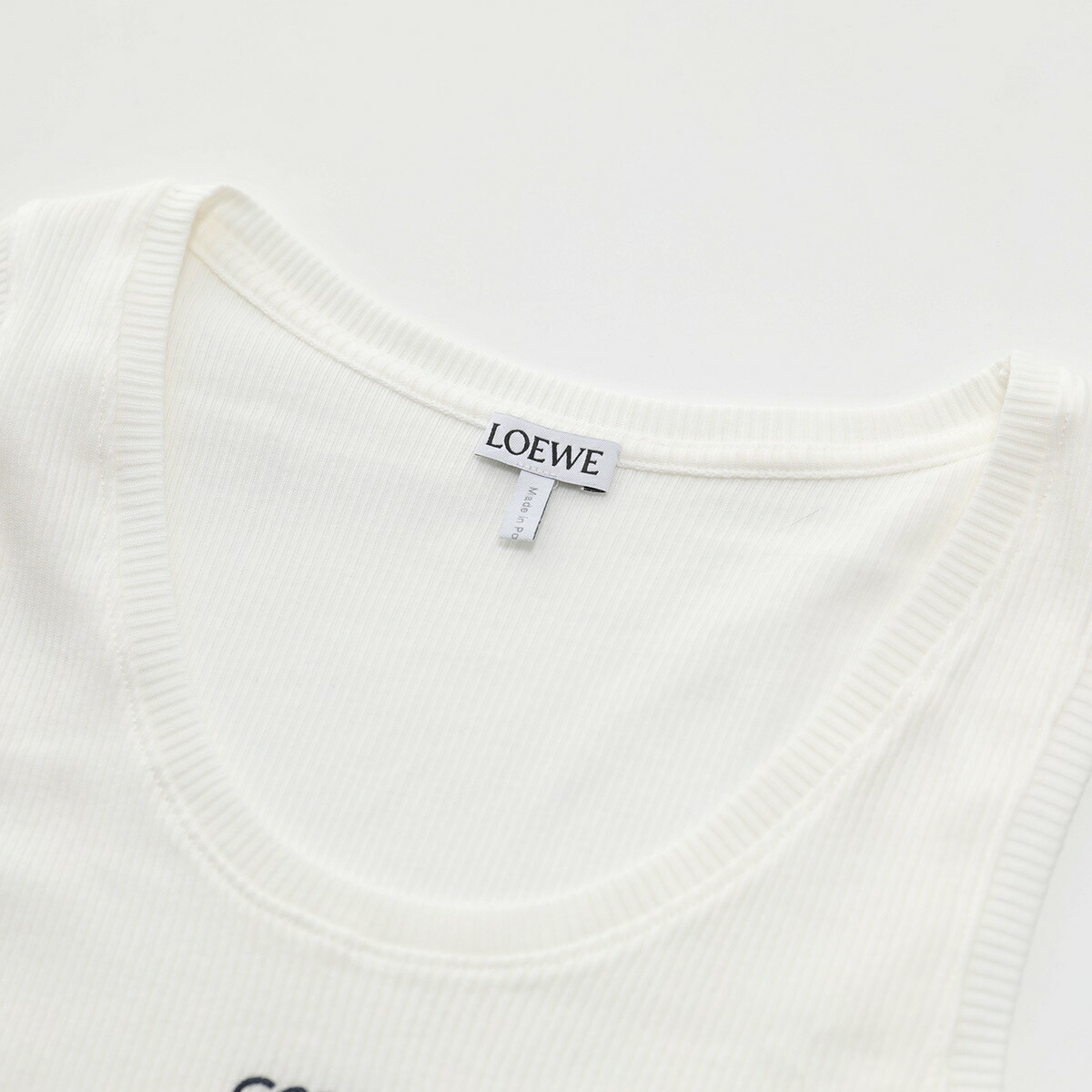 LOEWE リブ編みタンクトップ ホワイト❣️ 美品❣️Mサイズ人気 正規品】LOEWE リブ編み タンクトップ M ホワイト LOEWE リブ
