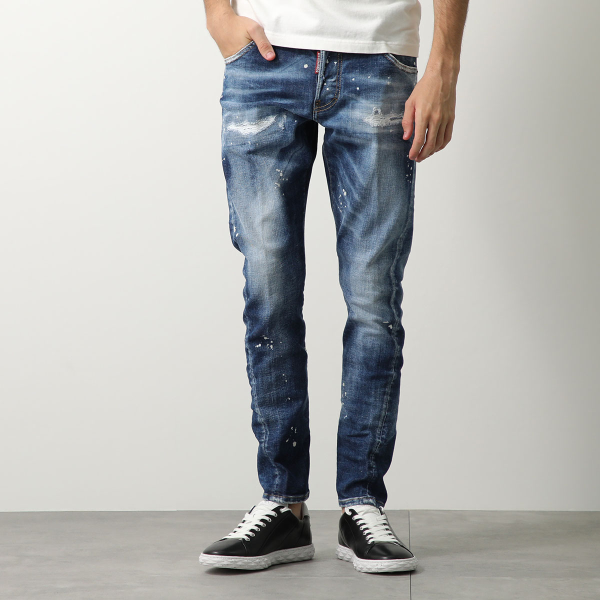 楽天市場】DSQUARED2 ディースクエアード ジーンズ COOL GUY JEANS クールガイ S74LB1553 S30342 メンズ  ストレッチ デニム スリム ダメージ ウォッシュ ロゴパッチ Gパン 470【po_sannn】【dc_kikaku】 : インポートセレクトmusee