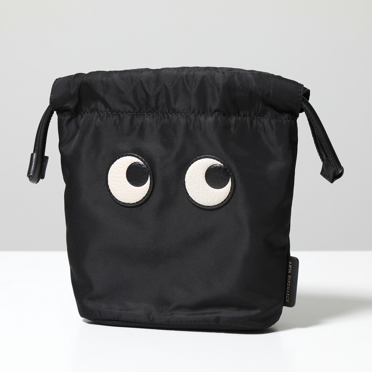 【Anya Hidmarch】アニヤ ハインドマーチ 巾着 ポーチ ブラック ANYA HINDMARCH アニヤハインドマーチ ハンドバッグ Drawstring