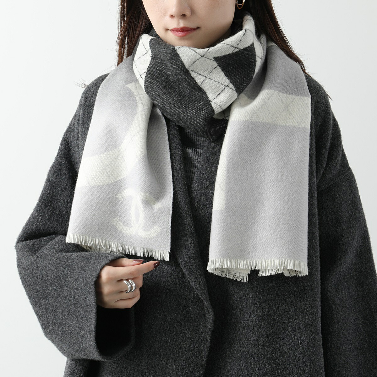 【楽天市場】CHANEL シャネル マフラー AAA492 B18267 レディース カシミヤ ココマーク CCマーク フリンジ ロゴ ...