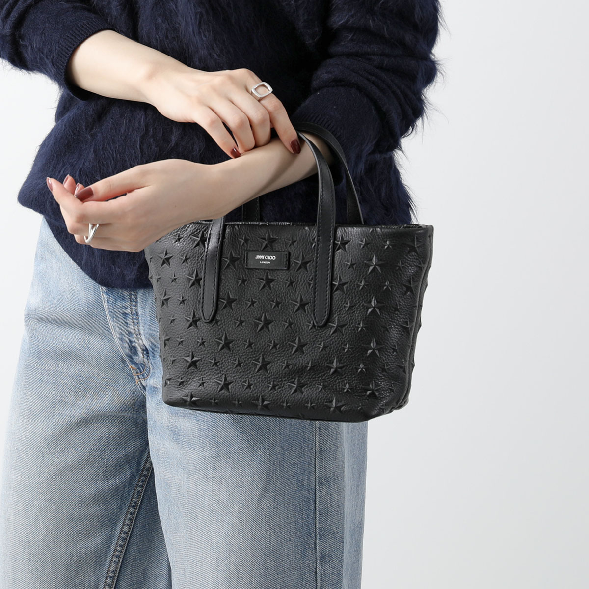 Jimmy Choo ジミーチュウ ショルダーバッグ PIMLICO/S MINI U EMG ピムリコ S ミニ レディース レザー クロスボディ スターエンボス ロゴ 鞄 BLACK｜インポートセレクトmusee