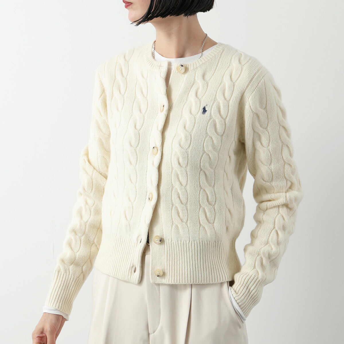 【大人気】POLO RALPH LAUREN：カーディガンニットセット　ベージュ ローレン ラルフ ローレン LAUREN RALPH LAUREN ケーブルニット ウール