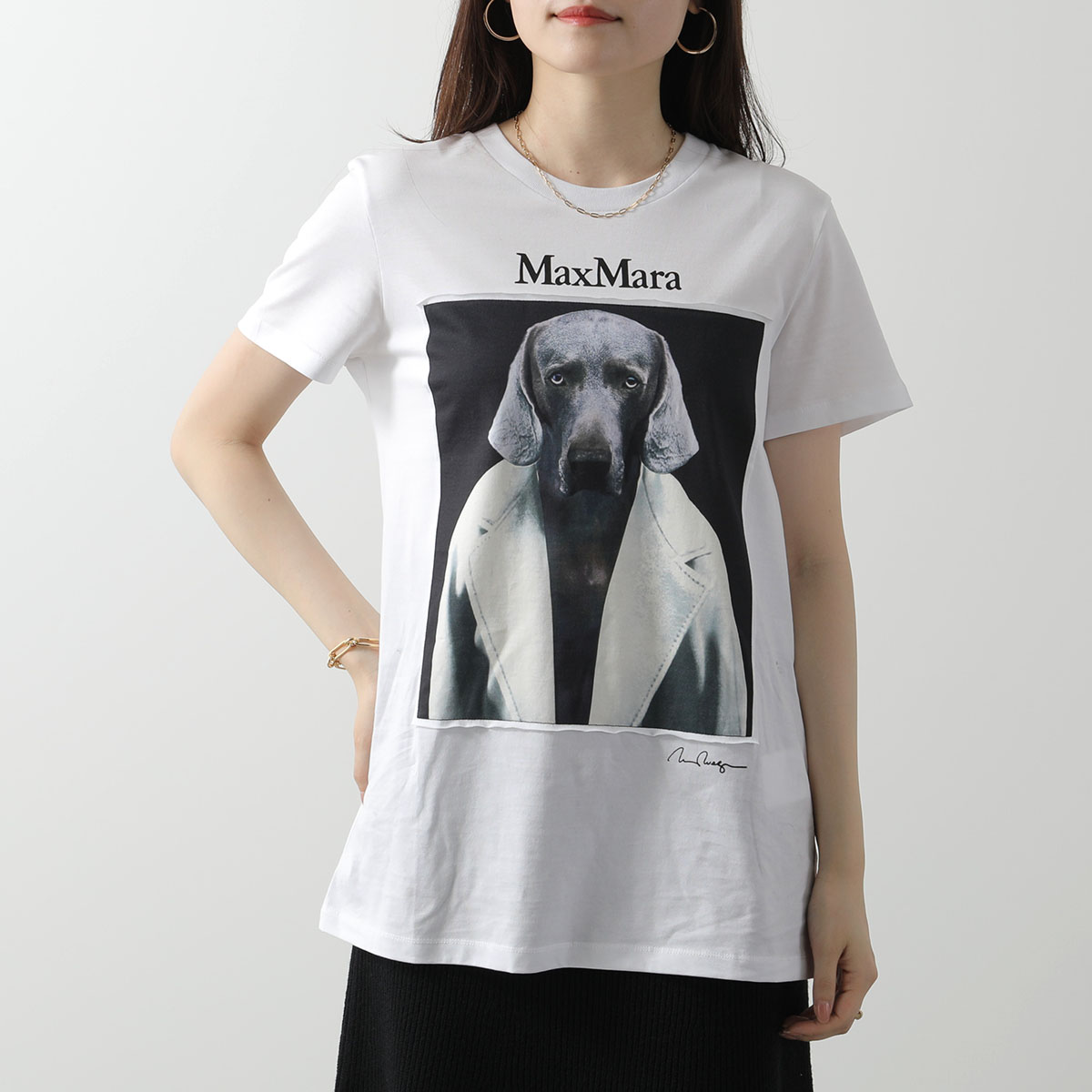Max Mara マックスマーラ ウェグマンプリント Tシャツ ブラック 黒 Max Mara MAX MARA マックスマーラ 半袖 Tシャツ CIPRIA