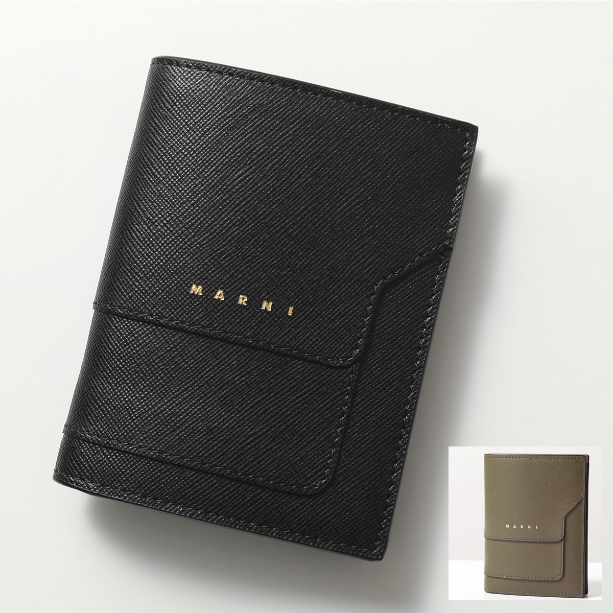 マルニ 財布 MARNI 二つ折り財布 ブラック コンパクト ミニ財布