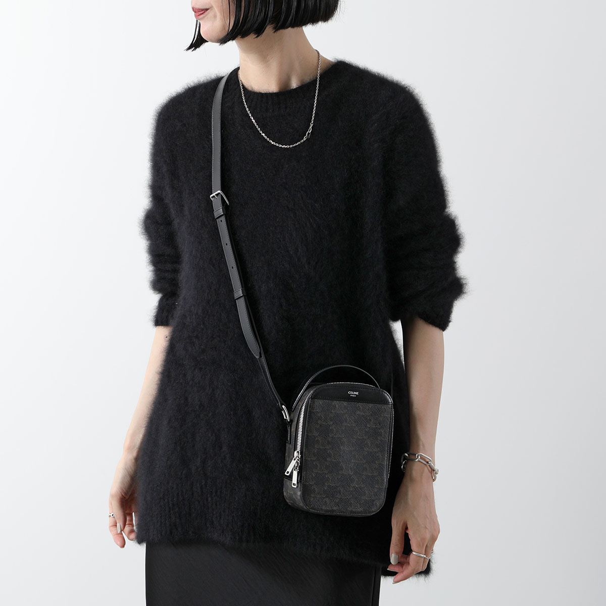 CELINE Clara Triomphe キャンバス&レザーバケットバッグ セリーヌ CELINE CELINE ハンドバッグ Bucket Clara バケット