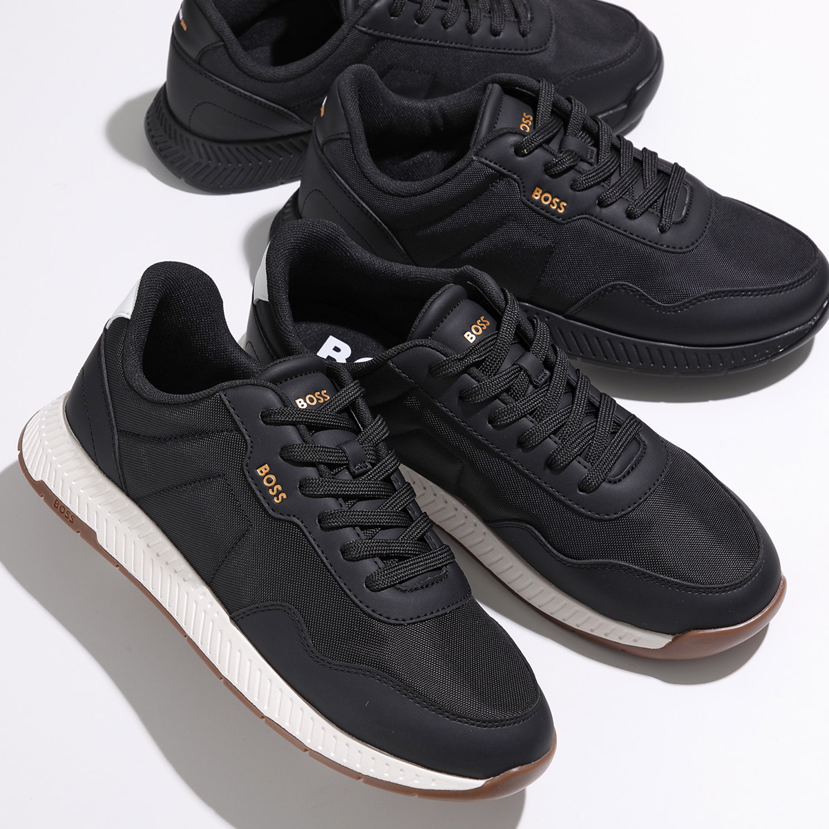 HUGO BOSSヒューゴボス Jonah Mxpr レースアップ スニーカー黒 BOSS（HUGO BOSS） スニーカー レザー レースアップ ロゴ