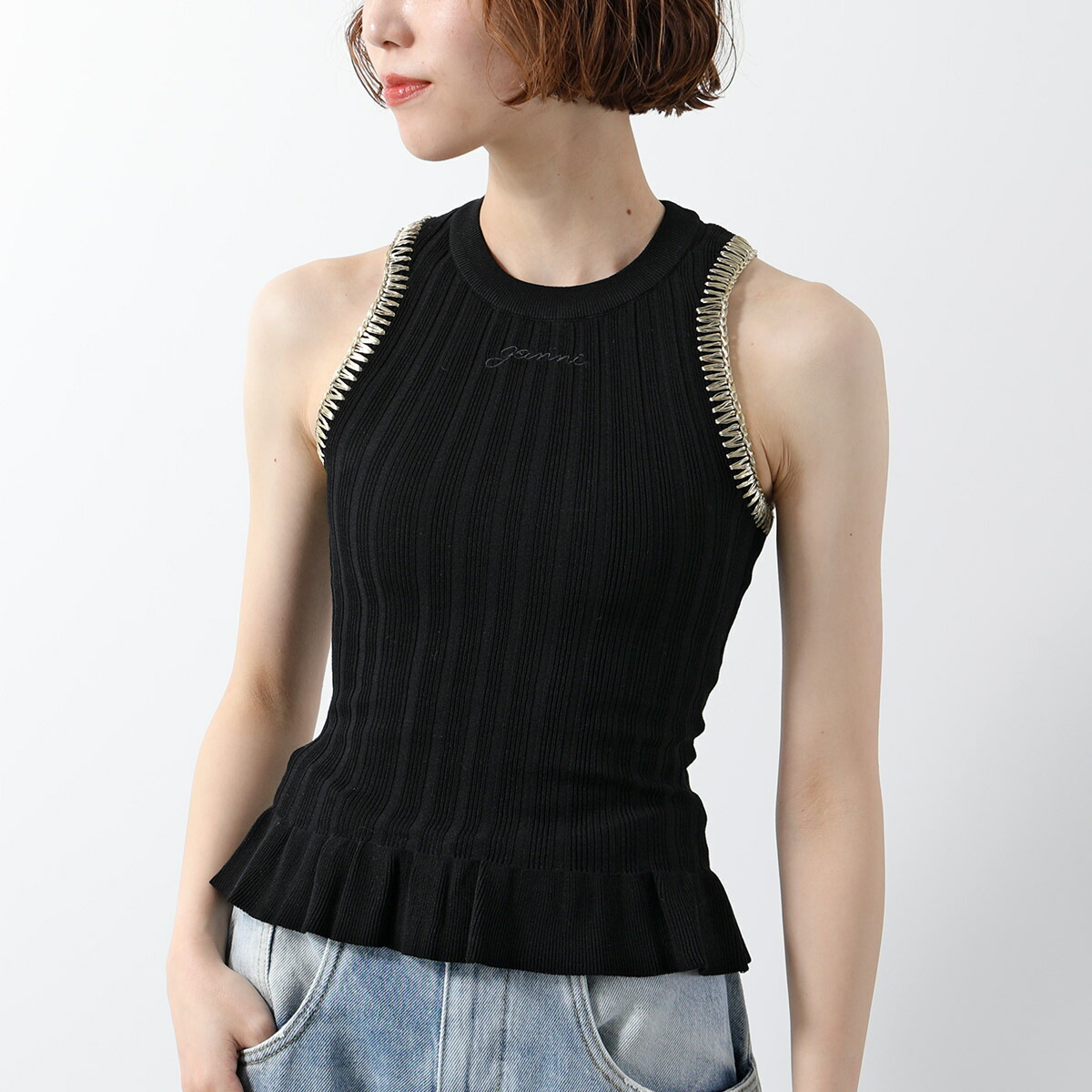 GANNI クロシェトップス　キャミソール ビスチェ 楽天市場】GANNI ガニー ビスチェ Velvet Crochet Bandeau Strap