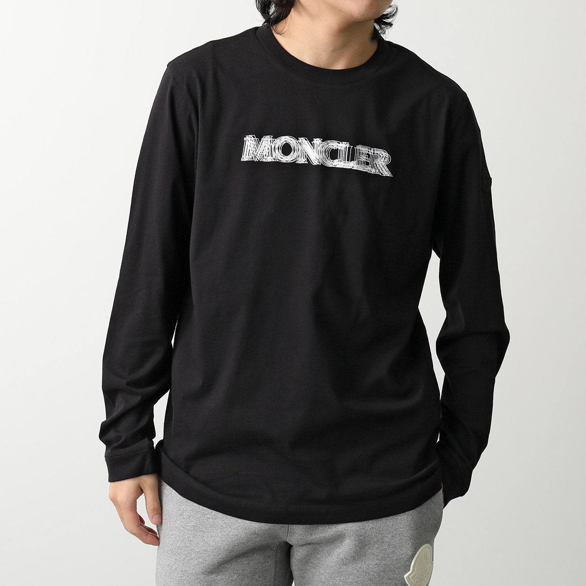 MONCLER☆ロゴプリント コットン 長袖 Tシャツ ブラック MONCLER☆ロゴプリント コットン 長袖 Tシャツ ブラック