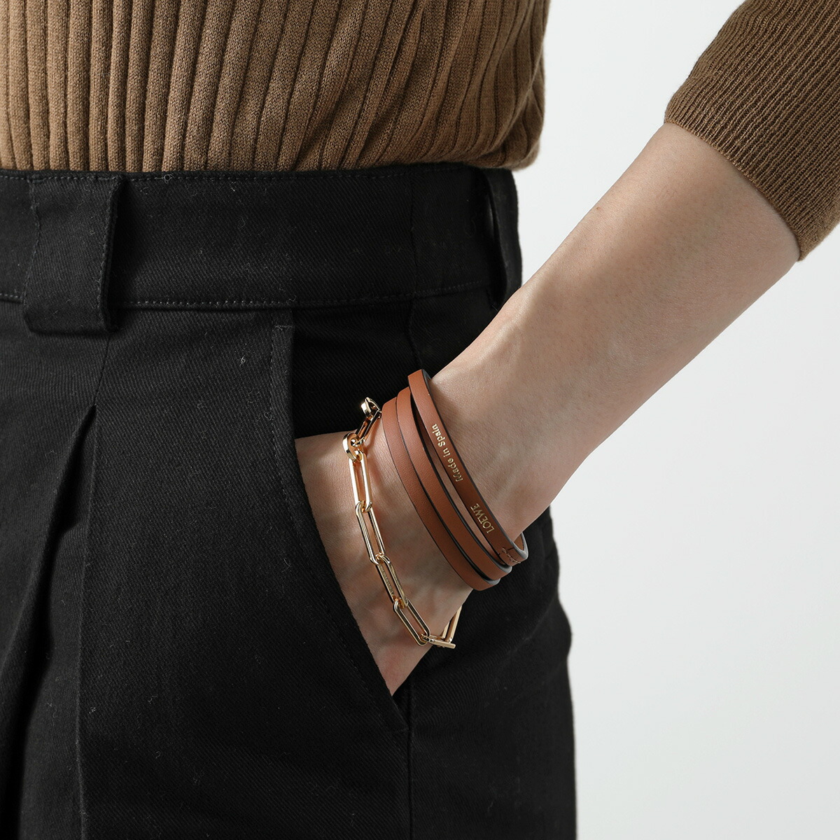 LOEWE ロエベ バングル J242240X42 レディース 2点セット レザー