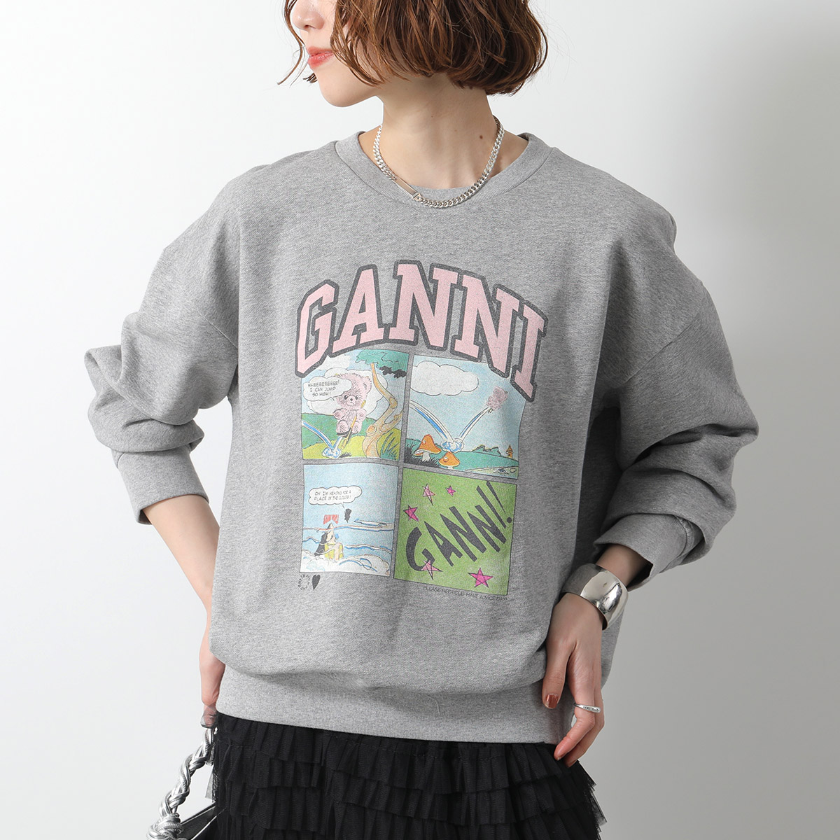 GANNI 花柄刺繍スウェット グレー GANNI 花柄刺繍スウェット グレー