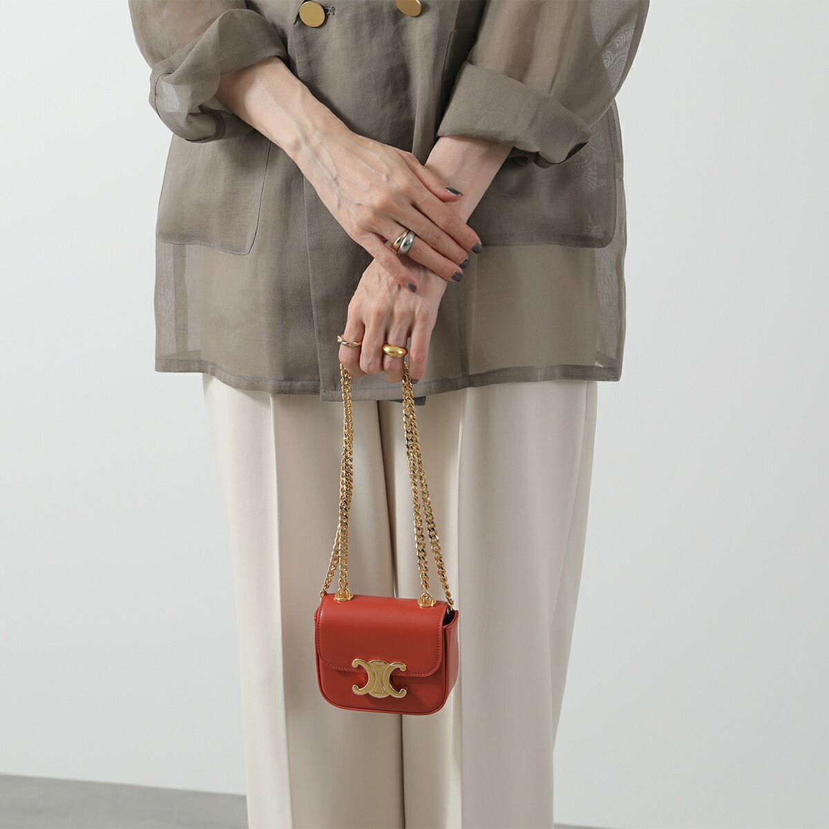 ★上品な異素材ミックス★【CELINE】ROMY WEEKEND ショルダー 7/18～21限定・最大2万円OFFクーポン配布中】CELINE セリーヌ