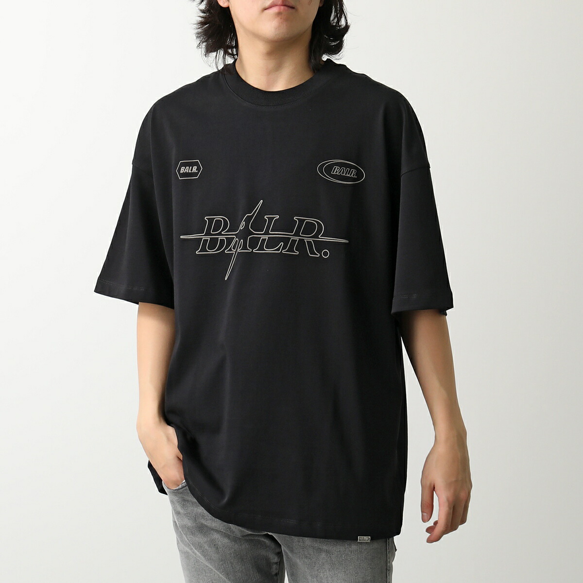 BALR. Tシャツ　B1112.1091ブラック×ブラック BALR. ボーラー 半袖Tシャツ メンズ GAME OF THE GODS BOX FIT T