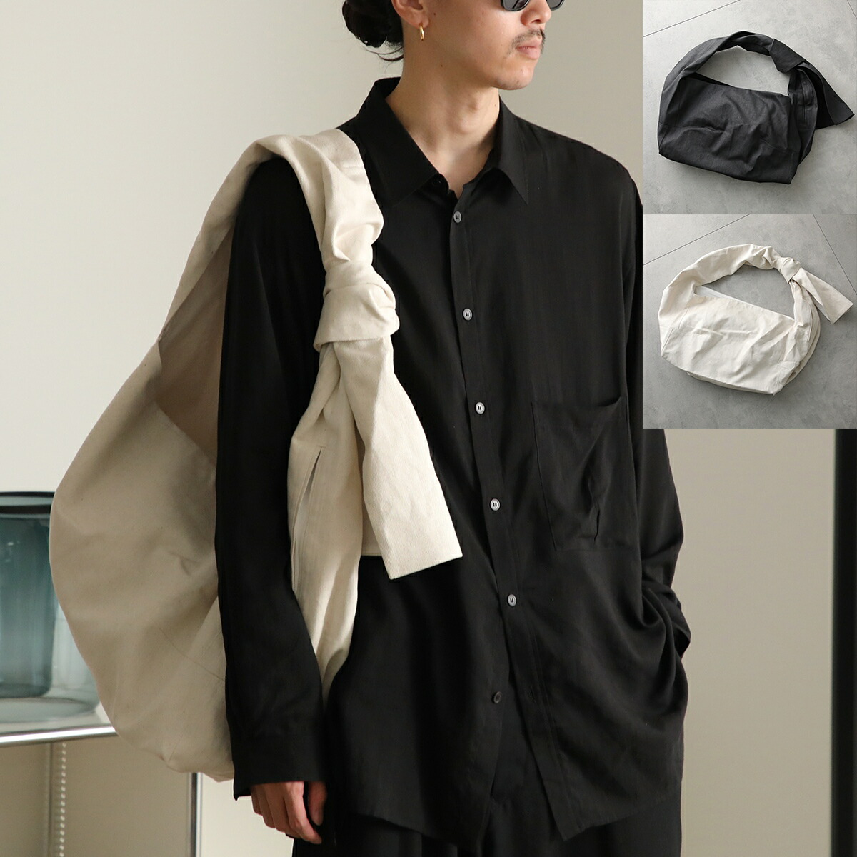 OMAR AFRIDI オマールアフリディ KNOTTED LIDIA BAG ショルダーバッグ OA-SS25-BAG-102 メンズ トートバッグ コットン ノット クロスボディ 鞄 カラー2色