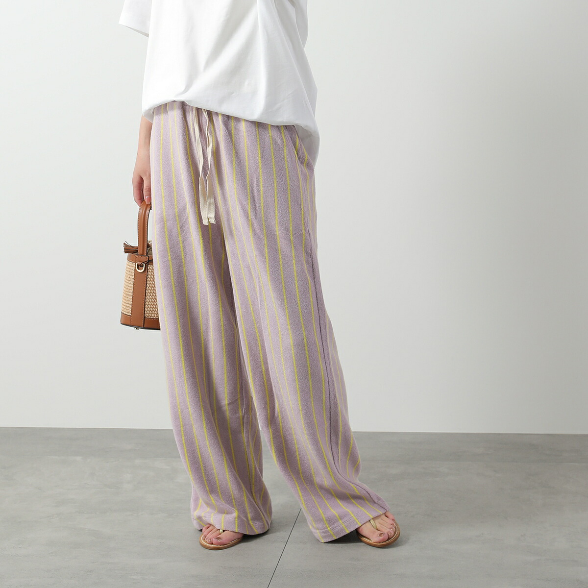 【7/25~27限定・最大2万円OFFクーポン配布中】BONGUSTAボングスタイージーパンツNARAMPANTSナラムパンツレディースタオル地コットンストライプストレッチカラー3色【dc_kikaku】