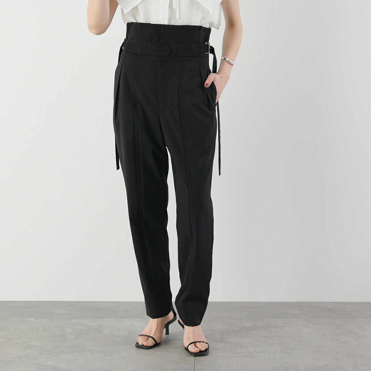 IORE イオレ スラックス FOLD PANTS フォールド IOR24AW-PT-001 レディース ハイウェスト プリーツ ベルト BLACK|インポートセレクトmusee
