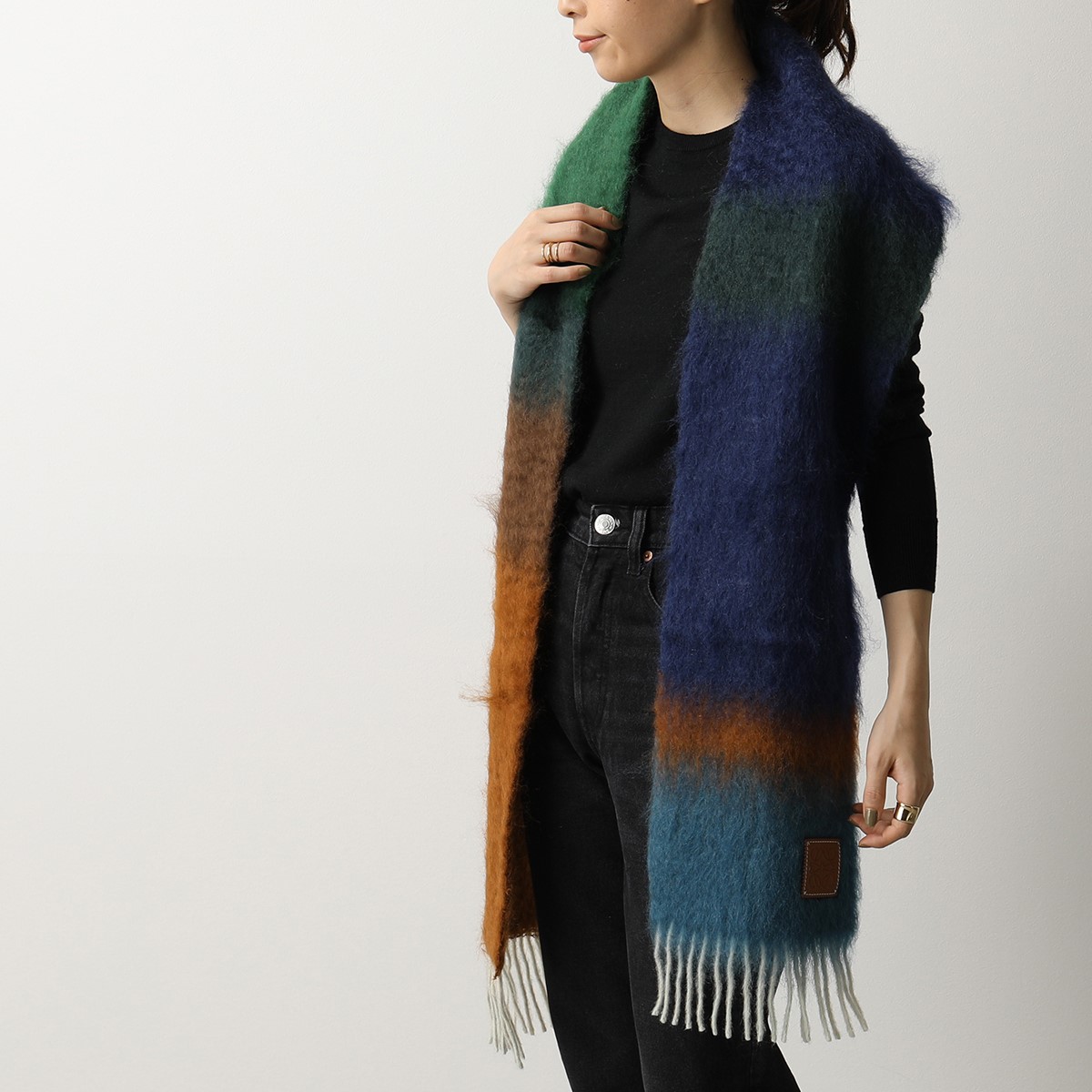 LOEWE ロエベ F810487X15 Stripe scarf モヘヤ ウール ストライプ