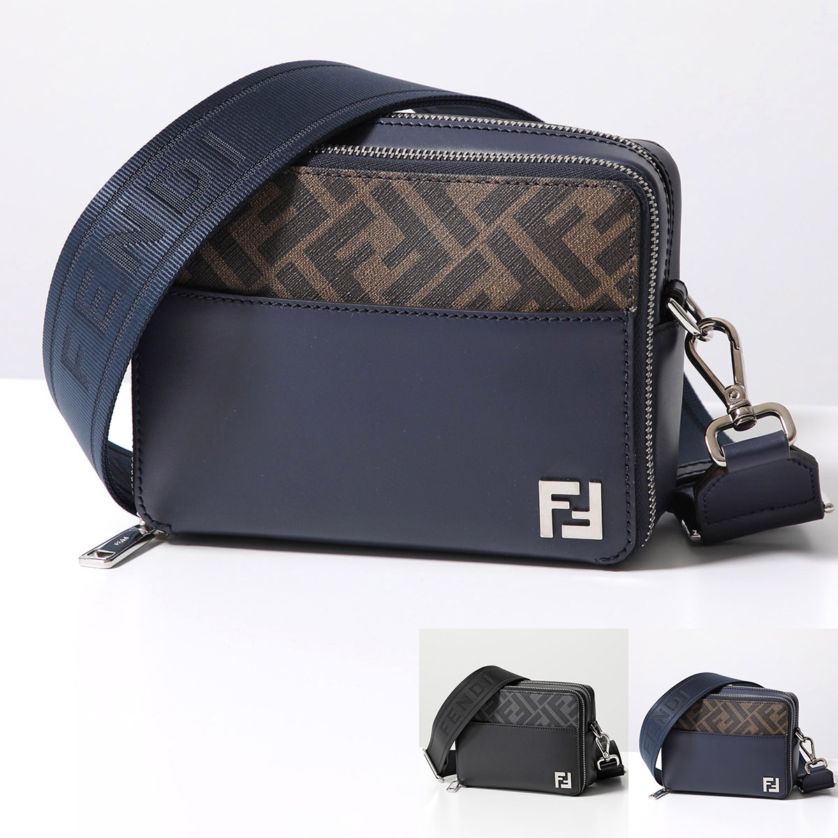 FENDI メッセンジャーバッグ ナイロン フェンディ 金属プレート フェンディ ダイアゴナル メッセンジャーバッグ ファブリック