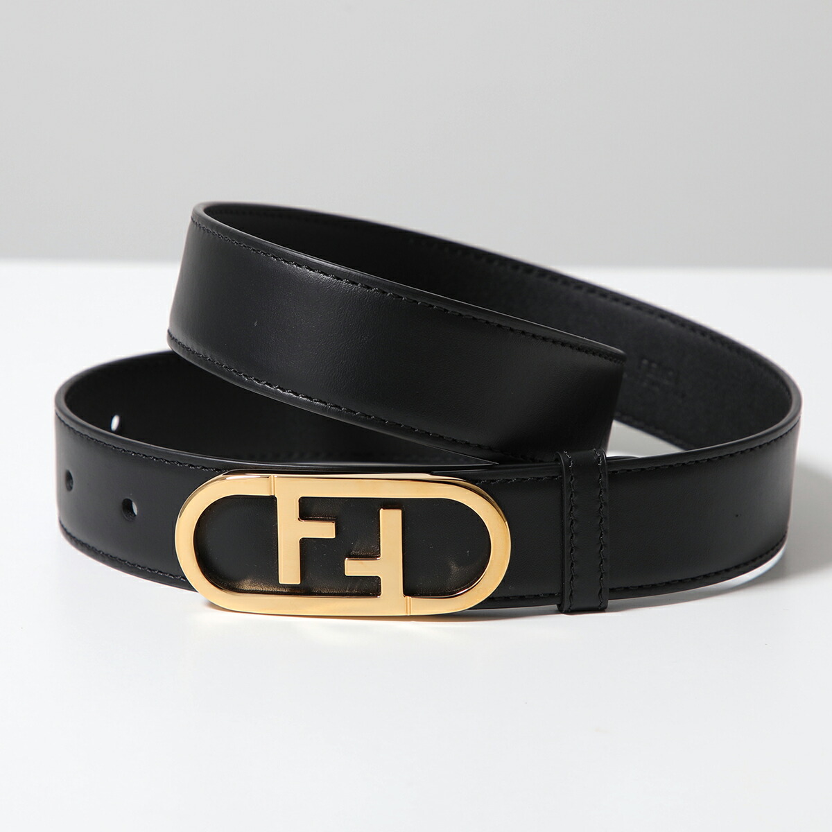 FENDI FFロゴ ベルト 黒/金 FF Belt Leather Black | Fendi