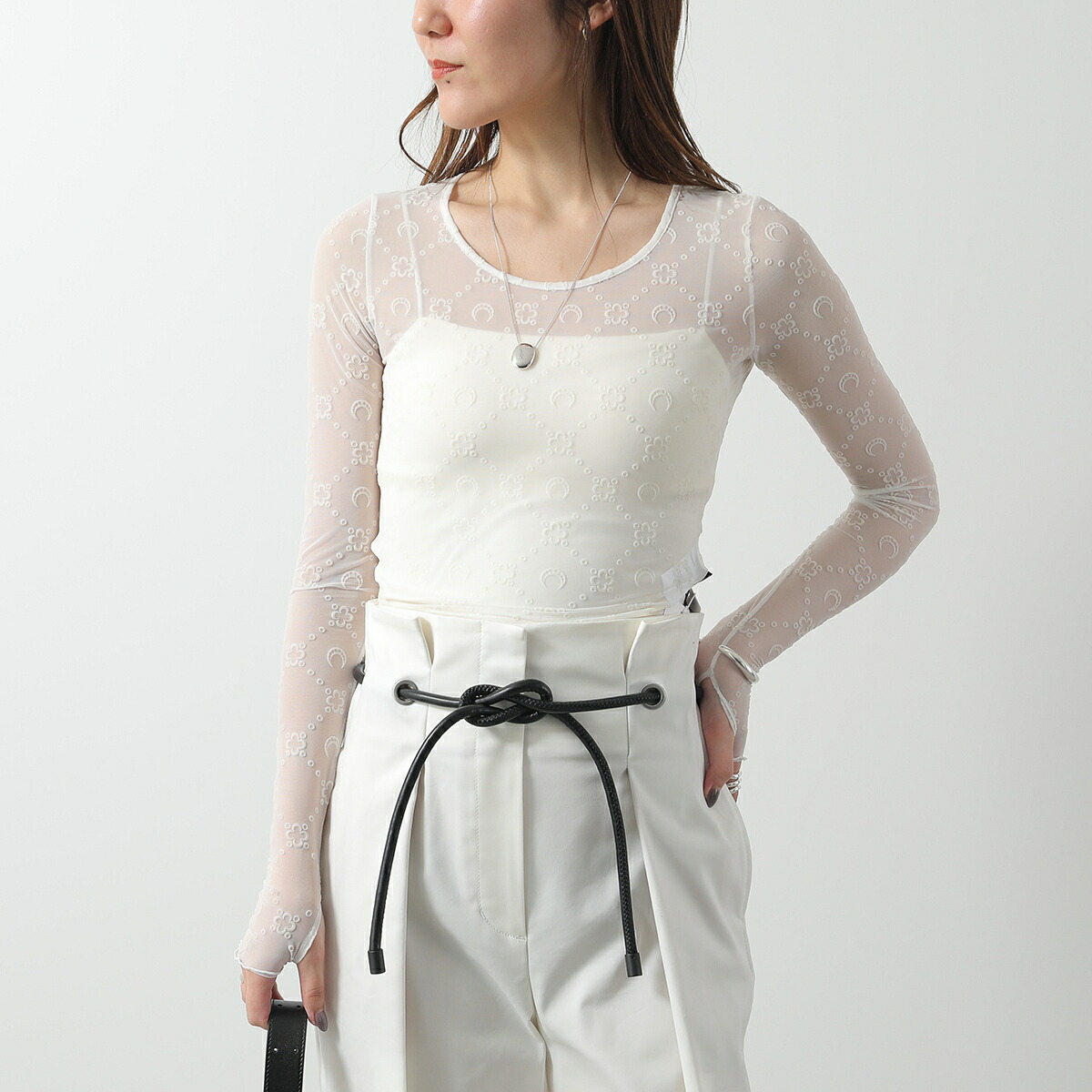 Marine Serre マリーン セル ロンT カットソー Moonogram Mesh Flock 