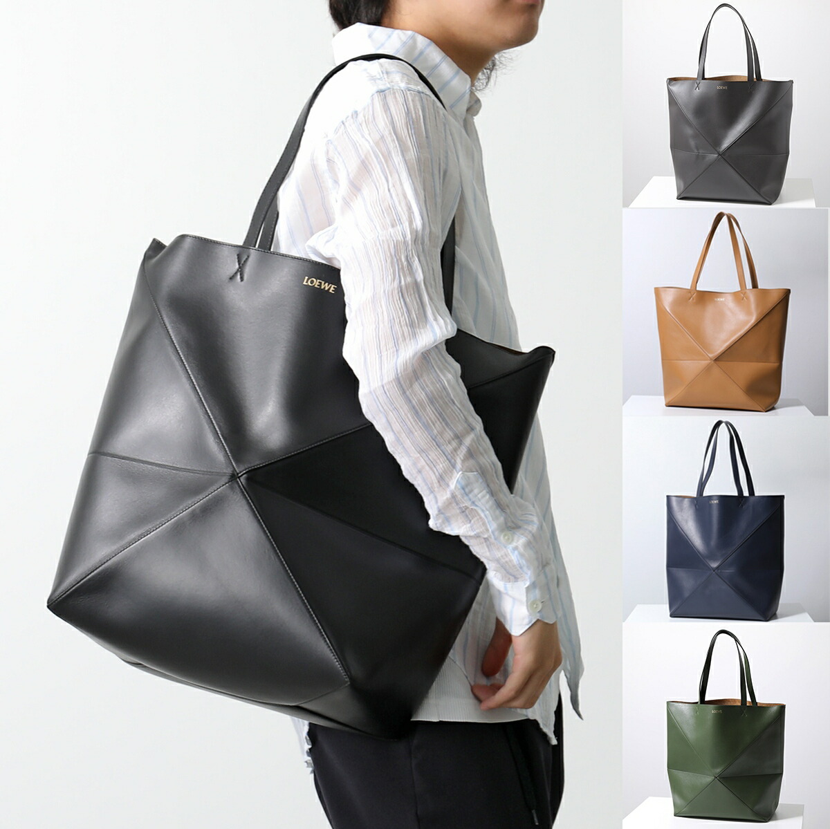 ロエベ　レザートートバッグ LOEWE ロエベ バックル ホリゾンタル トートバッグ 鞄