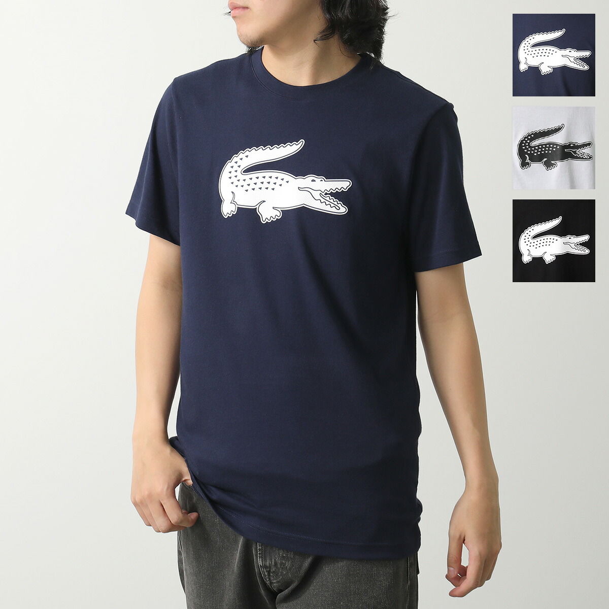 LACOSTE ラコステ Tシャツ TH2042 メンズ コットンブレンド ウルトラドライ ロゴプリント 半袖 カットソー クルーネック ワニ｜インポートセレクトmusee