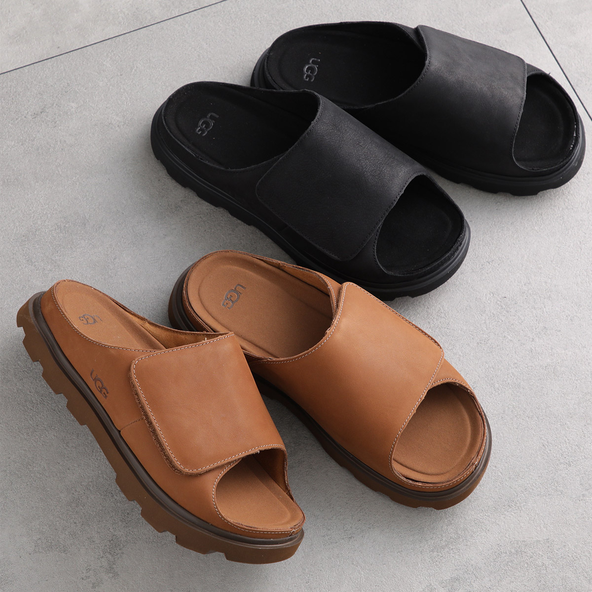 UGG アグ サンダル Solano Slide ソラノ スライド 1167651 メンズ ヌバック フラット シューズ 靴 カラー2色画像