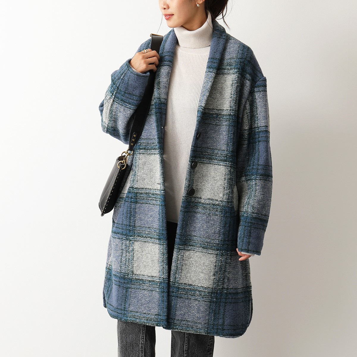 楽天市場 Isabel Marant イザベルマラン ama0109 a022e Gabriel チェック柄 ノーカラー コート ジャケット Greyish Blue レディース インポートセレクト Musee