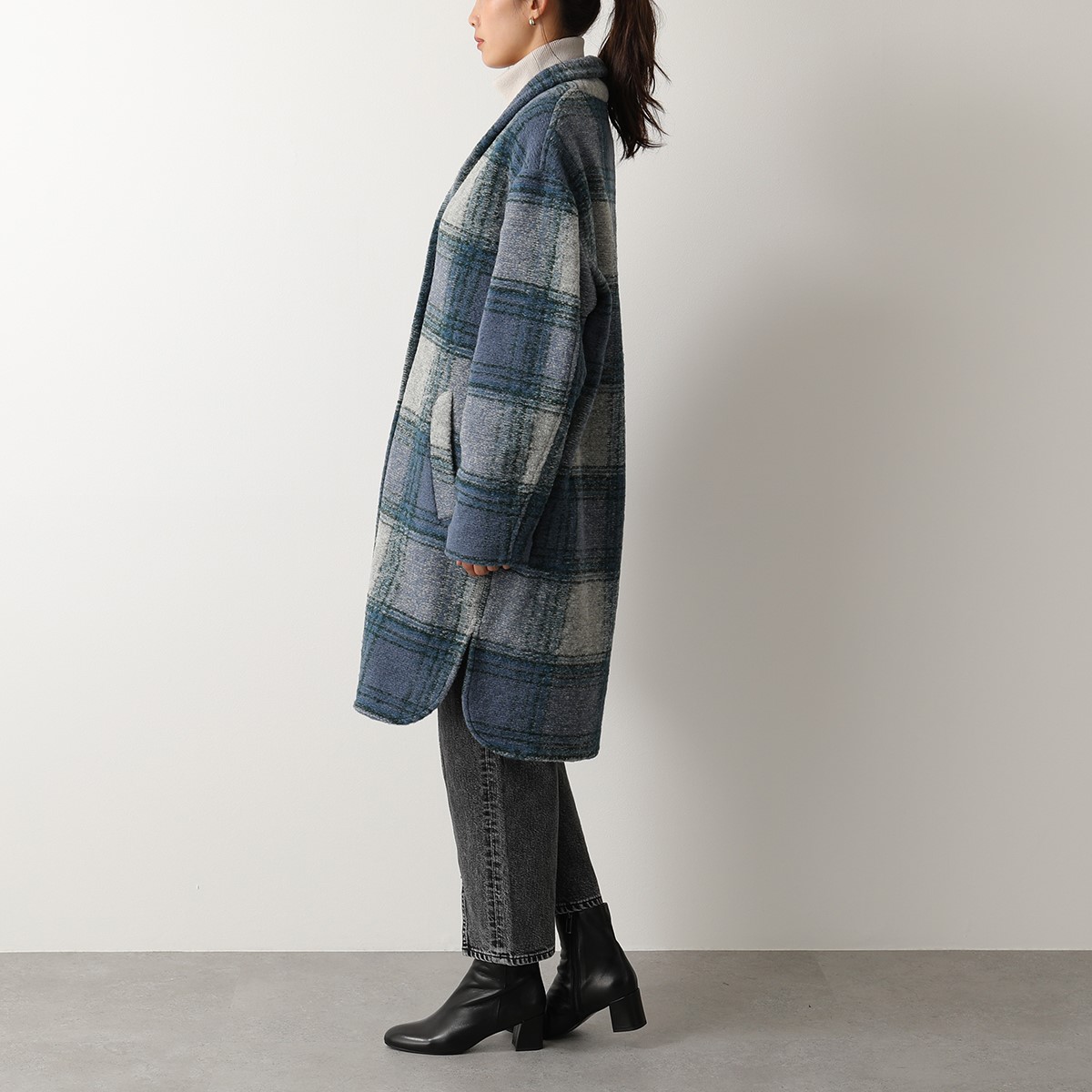 楽天市場 Isabel Marant イザベルマラン ama0109 a022e Gabriel チェック柄 ノーカラー コート ジャケット Greyish Blue レディース インポートセレクト Musee