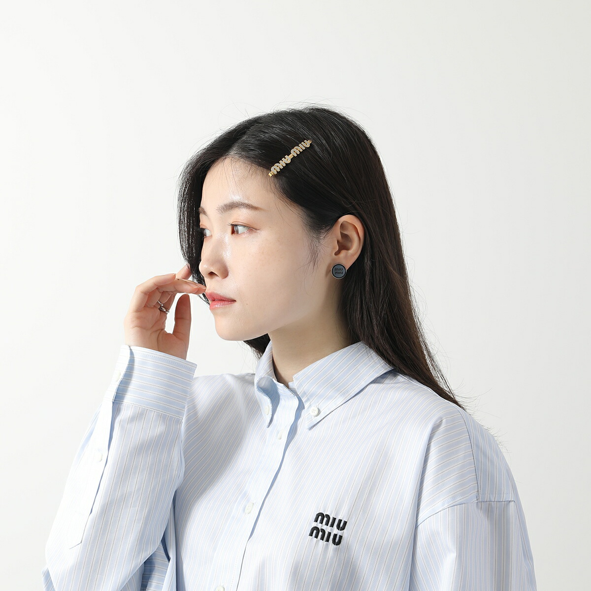 MIUMIU ミュウミュウ ヘアピン 5IF146 2F6T レディース エナメルメタル