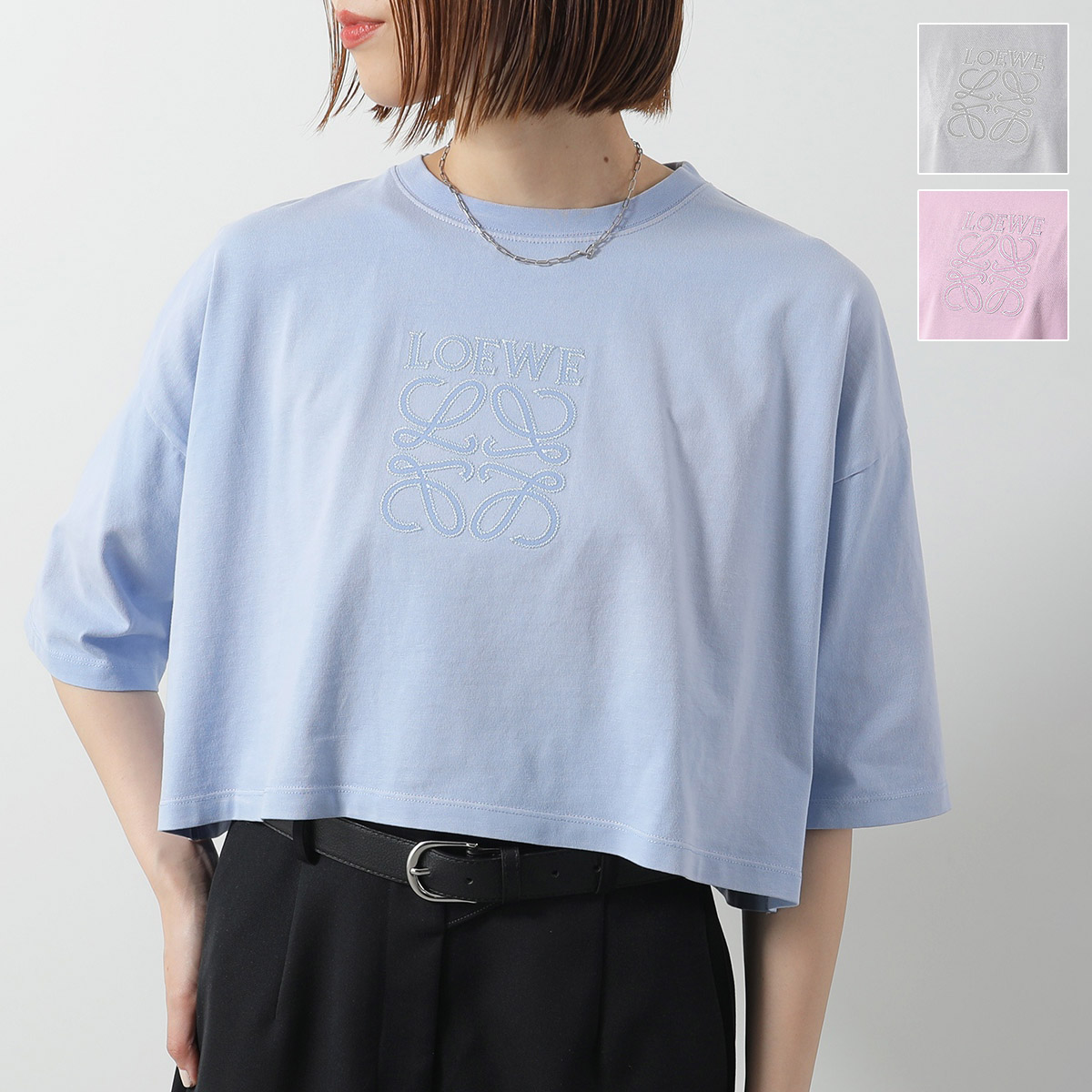 LOEWE ロエベ トレーナー S359Y24X47 レディース クロップド丈 アナグラム ロゴ刺繍 クルーネック スウェット 2210/DARK-BEI ロエベ LOEWE LOEWE トレーナー S359Y24X47 クロップド丈 （2210