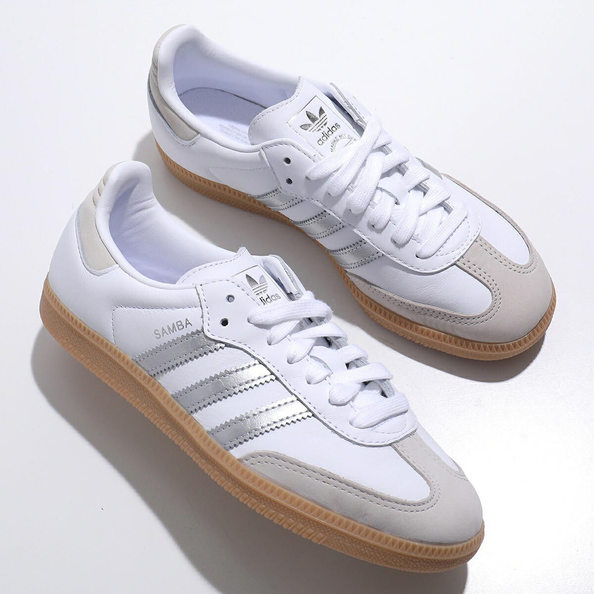 adidas Originals アディダスオリジナルス スニーカー SAMBA OG サンバ JI2725 レディース ローカット レザー シルバー スリーストライプ スウェードシューズ 靴 FTWWHT/SILVMT/GREONE
