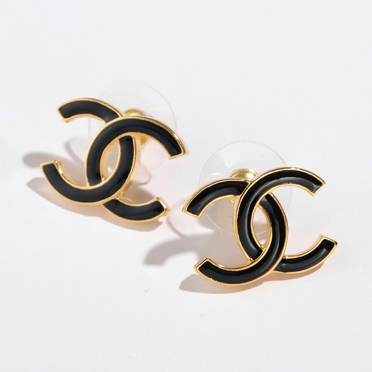 CHANEL シャネル ピアス フープ CCマーク メタル＆ラムスキン
