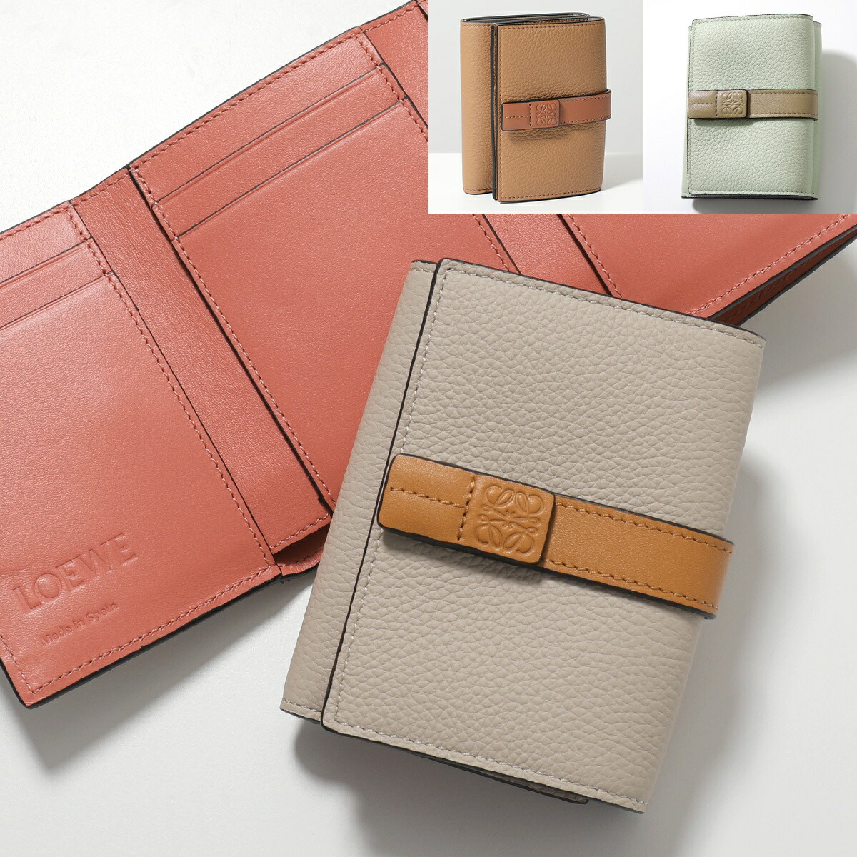 【LOEWE】グロスレザー ウォレット 装飾付き LOEWE ロエベ 三つ折り財布 SGC TRIFOLD WALLET バーティカル