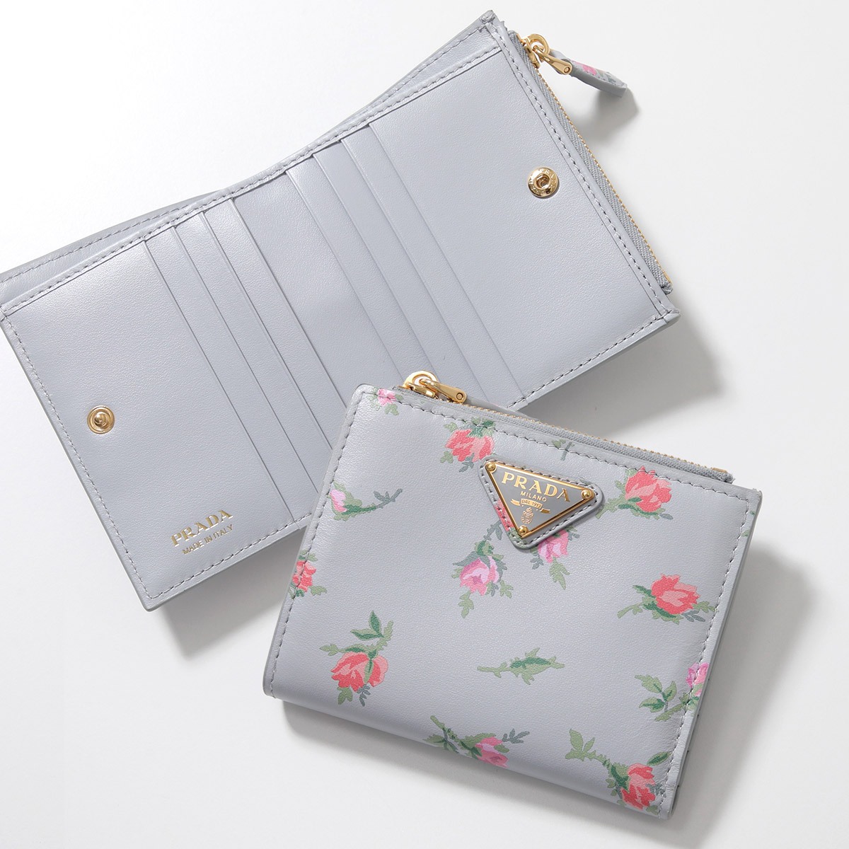 【イタリア製】プラダ ナロータイ ピンク 無地 ソリッド 光沢 高級 PRADA プラダ 長財布 日本未発売 1M0506 ラウンドファスナー