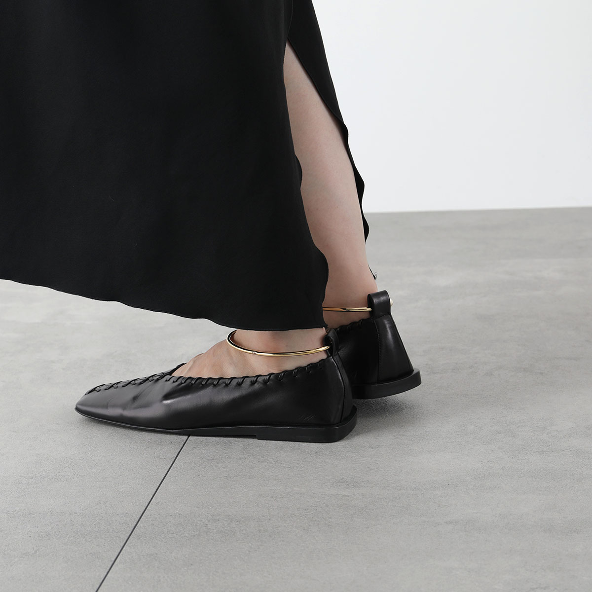直営店☆JIL SANDER☆ BALLERINA 無地 レザー フラットシューズ org.jpg