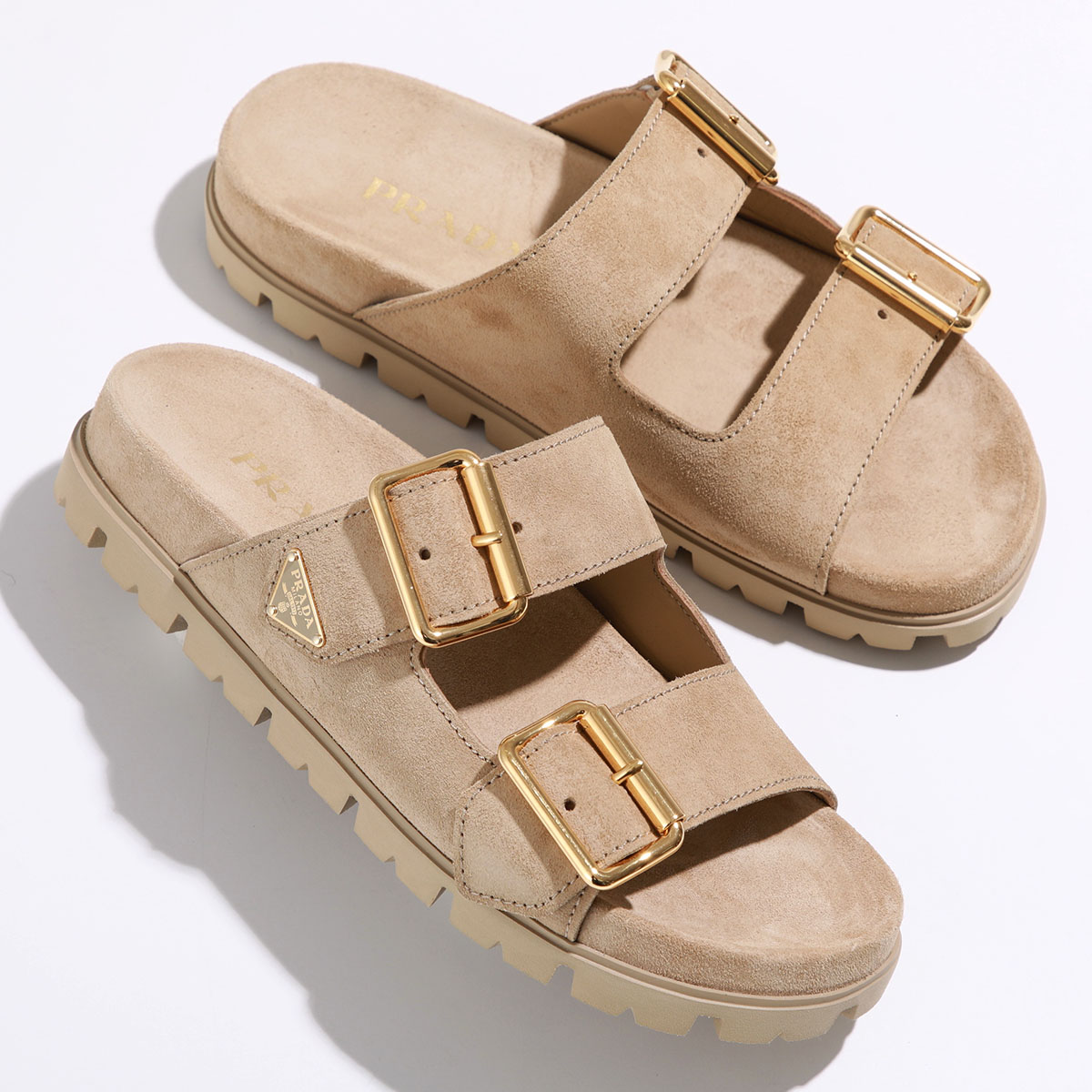 PRADA ベロア ベルベット プラットフォーム サンダル ゴールド金具 紫 PRADA ベロア ベルベット プラットフォーム サンダル ゴールド