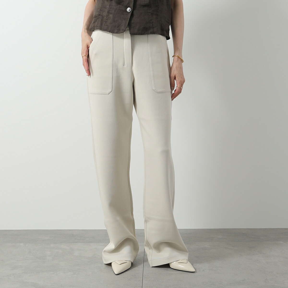 ✨極美品✨Max Mara大きいサイズ　パンツセットアップ　ベージュ　ストレッチ セクオイア] ピュア リネン キャンバス パンツ, beige