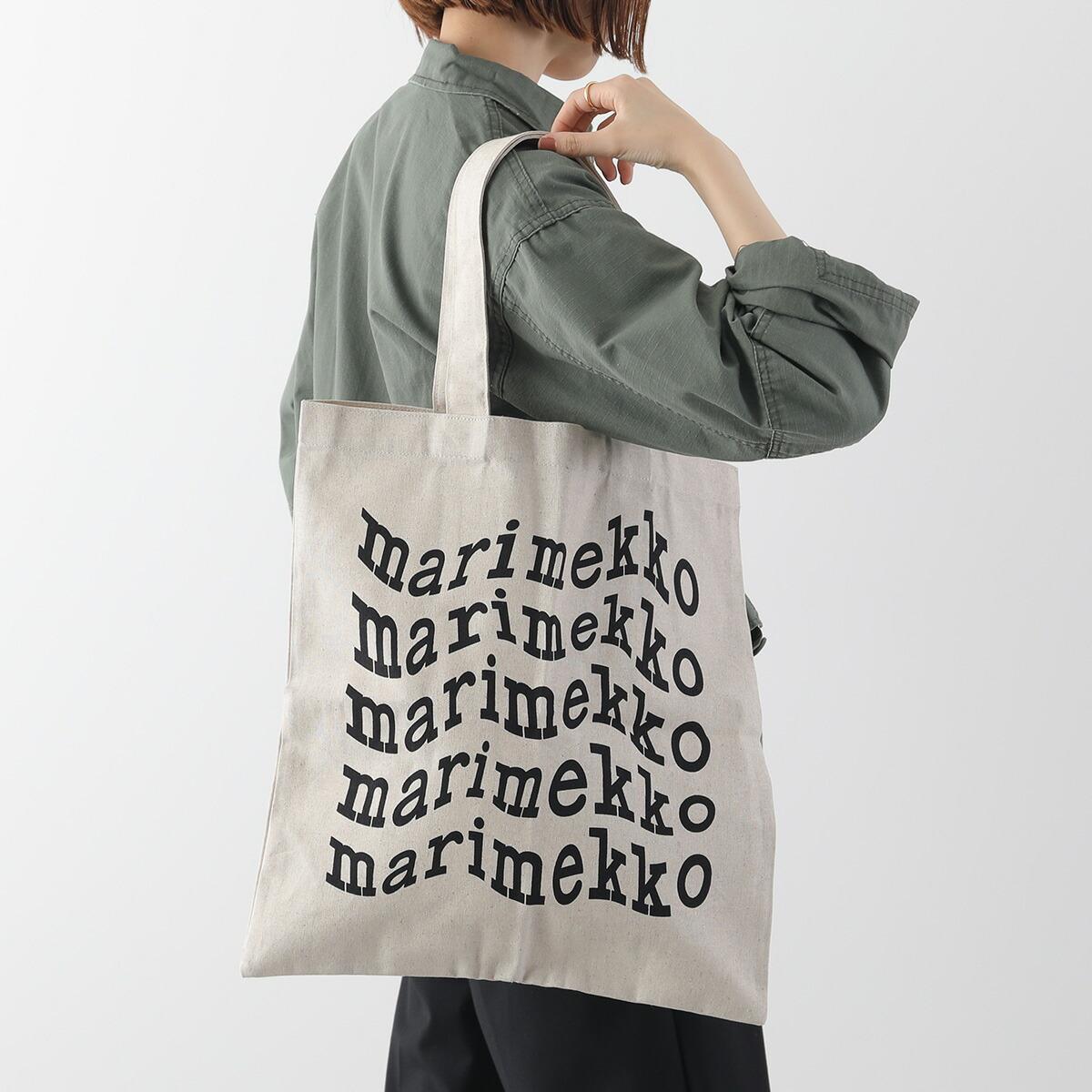 国内即発 marimekko トートバッグ FUNNY TOTE MARIMERKKI 92212 Marimekko] Tote Bag 92212 Funny Tote Marimerkki BLACK