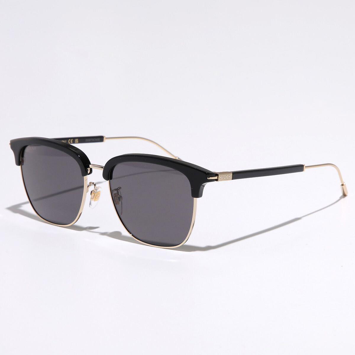 GUCCI グッチ サングラス GG1275SA メンズ サーモントブロー型 コンビネーション セルフレーム メタルフレーム フルリム クリングスタイプ アジアンフィット 001/BLACK-GOLD-GREY【dc_kikaku】｜インポートセレクトmusee