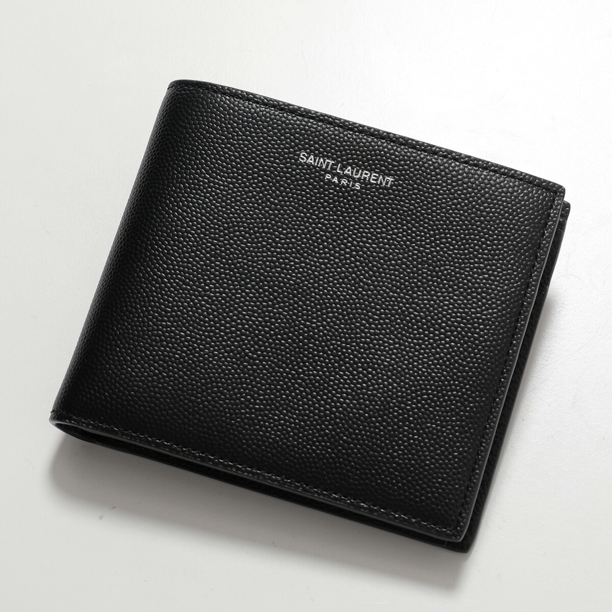 サンローラン　メンズ　二つ折り財布　クロコダイル　ブラック　箱、保存袋付き サンローラン SAINT LAURENT 財布 二つ折り財布 折りたたみ財布