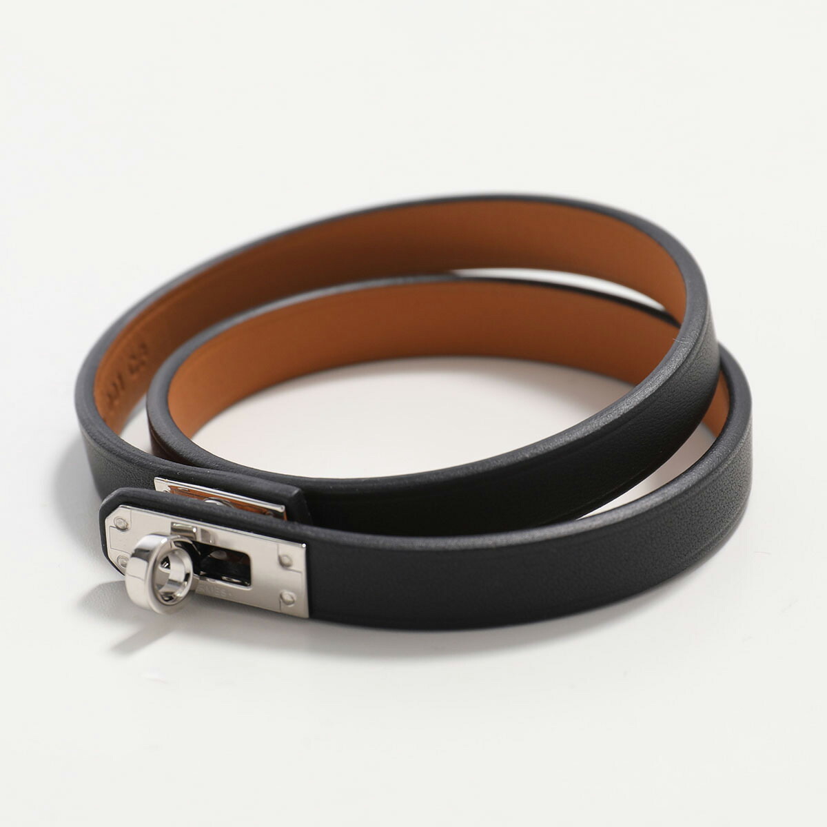☆HERMES☆ ビーアピドゥブルトゥール☆ブラックレザー☆シルバーメタル レザーブレスレット 《ビーアピ》 ドゥブルトゥール | Hermès