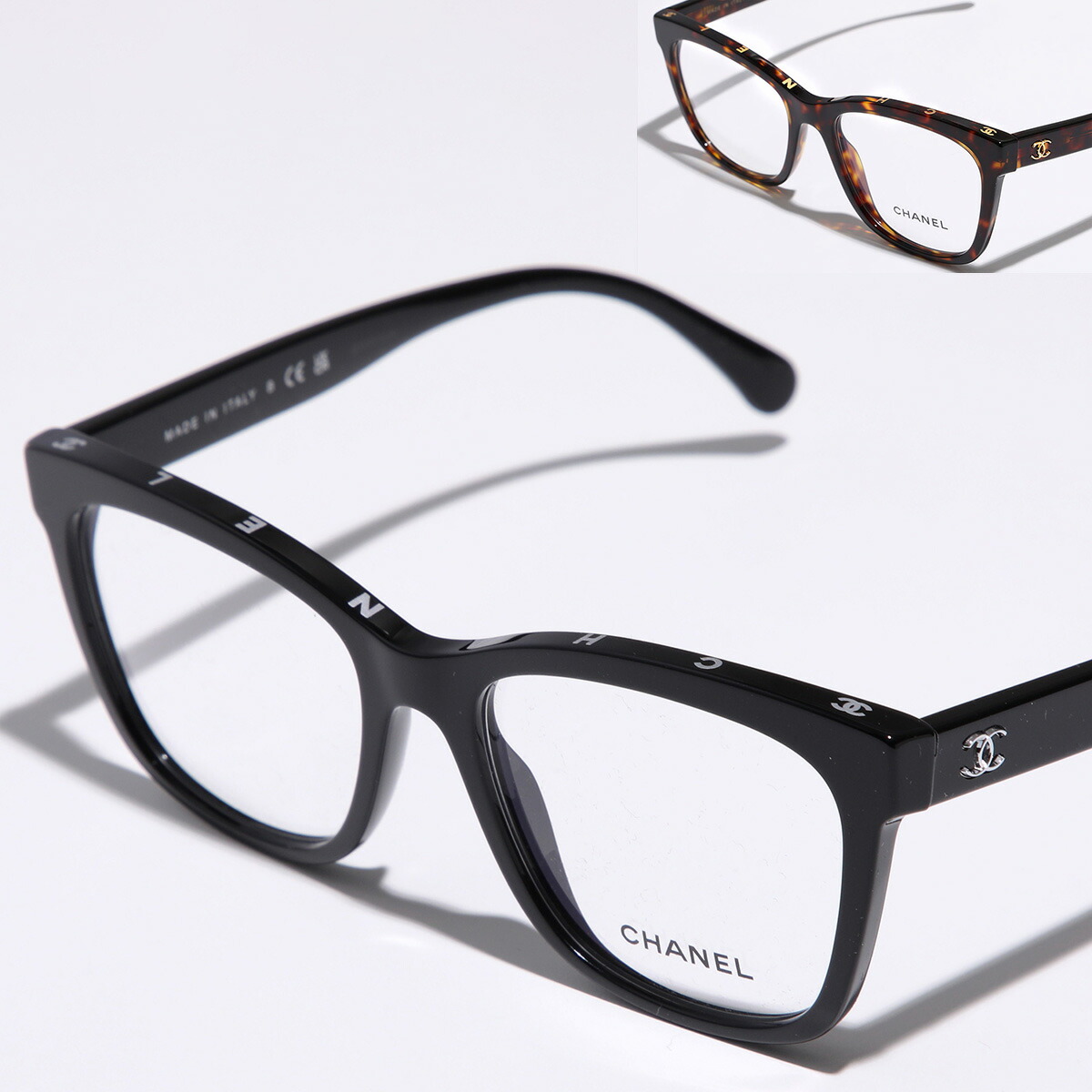 CHANEL シャネル メガネ 3392 レディース スクエア型 ウェリントン型 フルリム セルフレーム 黒縁 べっ甲 CCマーク ココマーク 伊達メガネ ダテ めがね アイウェア【dc_kikaku】|インポートセレクトmusee