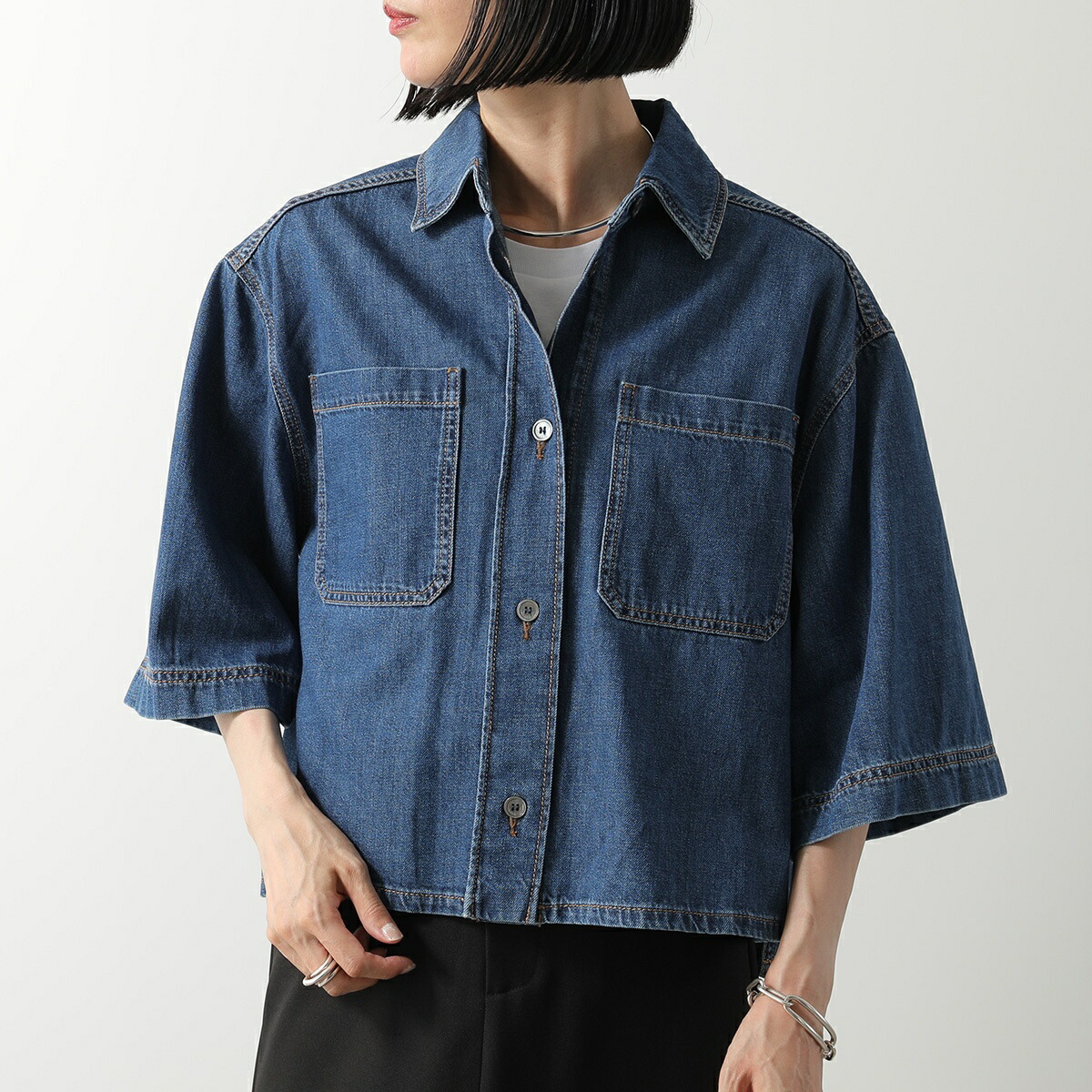 美品 マックスマーラWEEKNED 麻100% ストライプ柄 半袖 シャツ MAXMARA WEEKEND LINE MAX MARA Weekend マックスマーラ