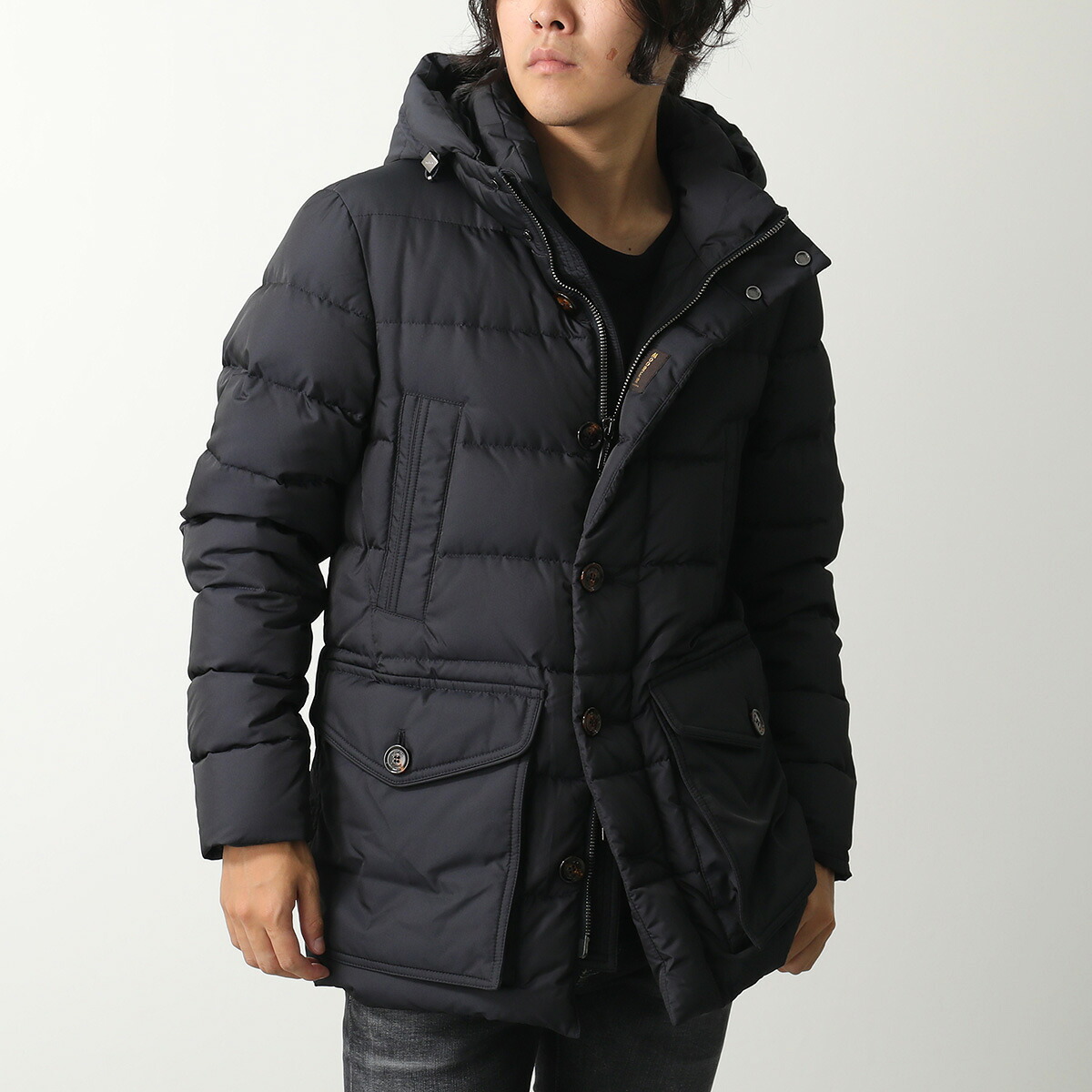 【ムーレー】MooRERアウター(ブルゾン)フード取外し可 【美品】フォロー割 MOORER アウター メンズ ダウンジャケット フード付き 40代 30代