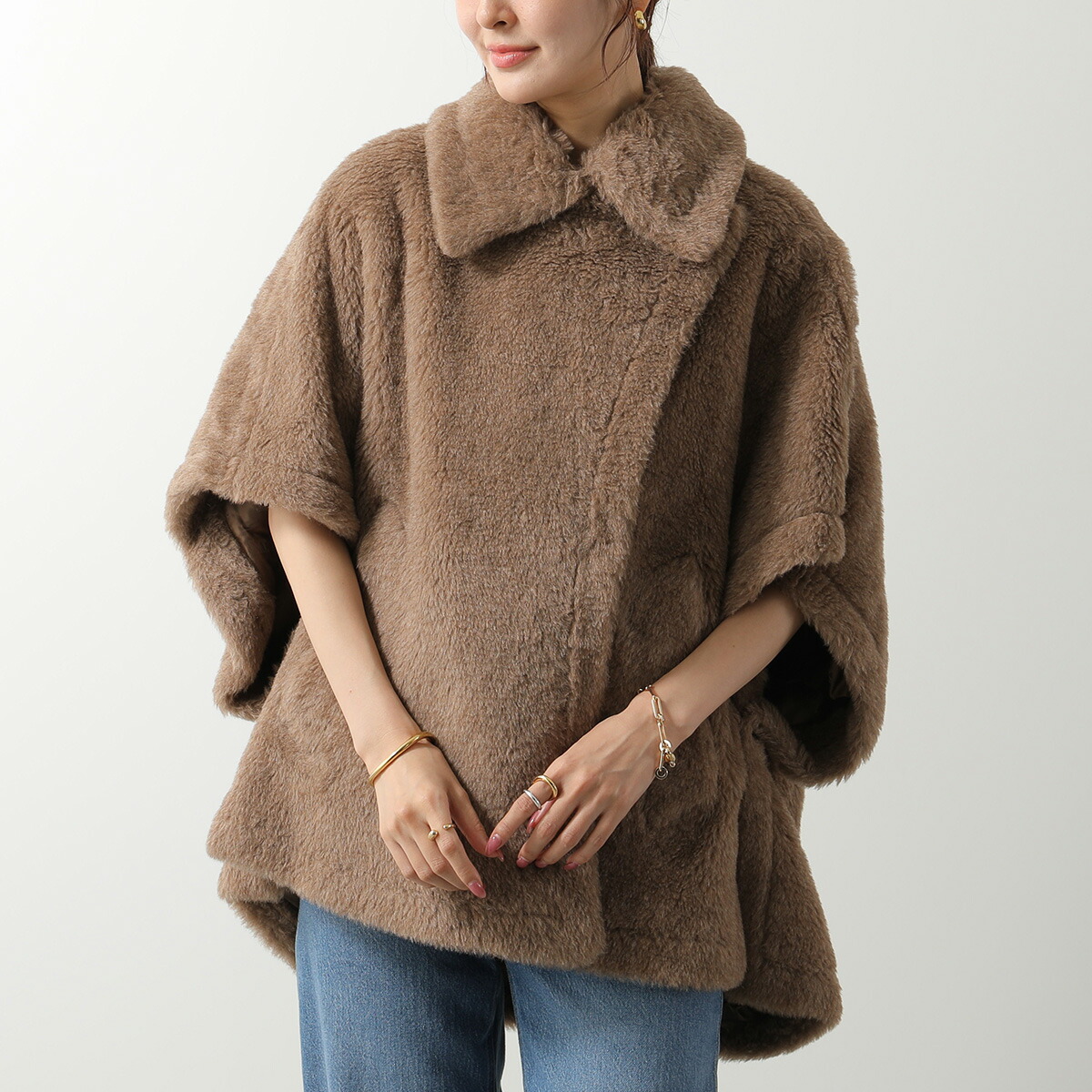 MaxMara★タータンチェック★ポンチョ風ショートコート★モヘアブレンド MaxMara☆タータンチェック☆ポンチョ風ショートコート☆モヘア