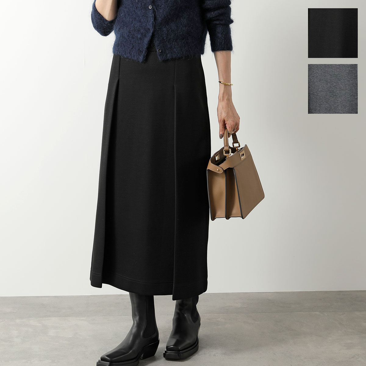 マックスマーラ★美品★ロングスカート★クチートアマーノ★フレア★ダブルフェイス黒 エス マックスマーラ S Max Mara S MAX MARA ロングスカート GEA