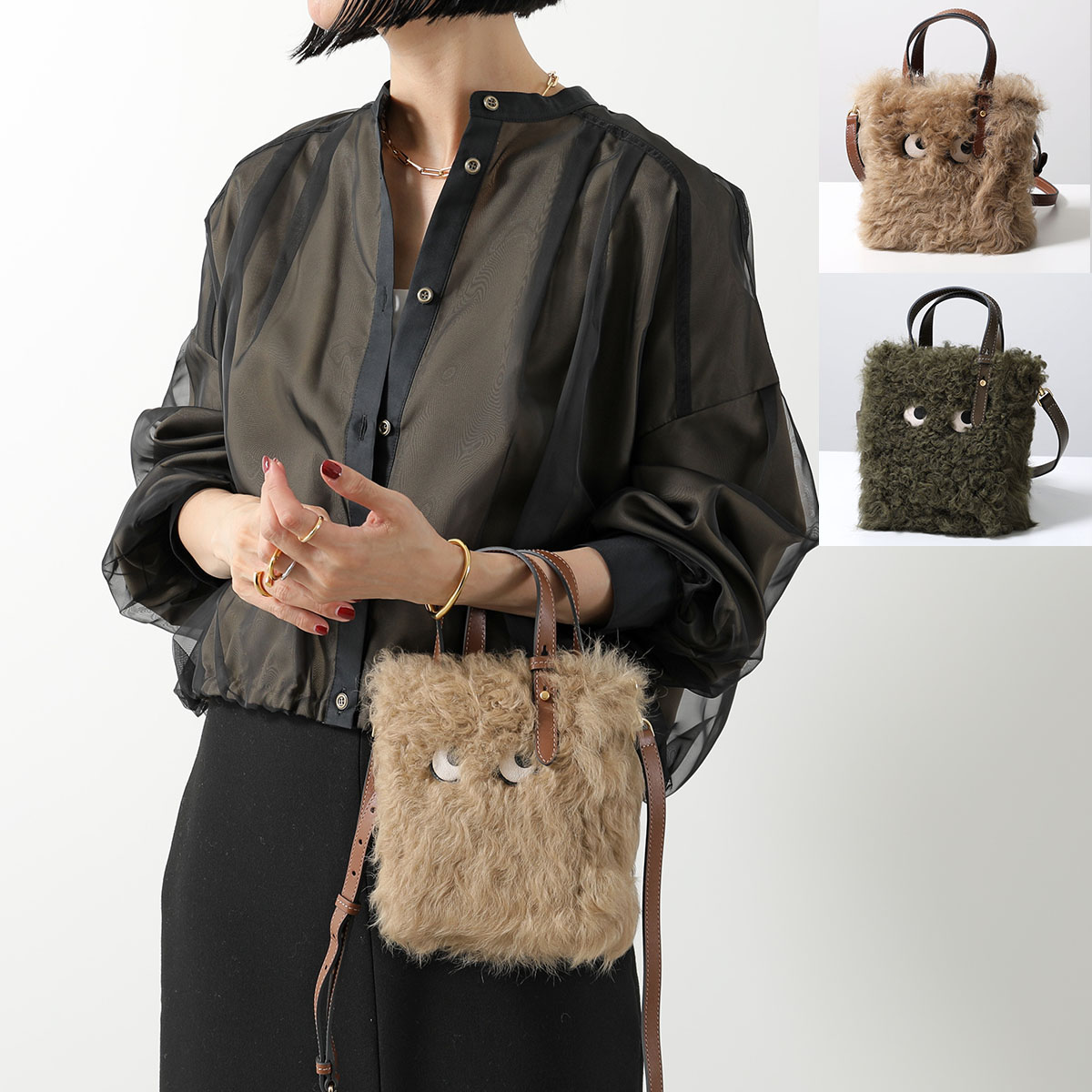 【未使用】ANYA HINDMARCH ショルダーバッグ ムートン 未使用】ANYA HINDMARCH ショルダーバッグ ムートン レディース
