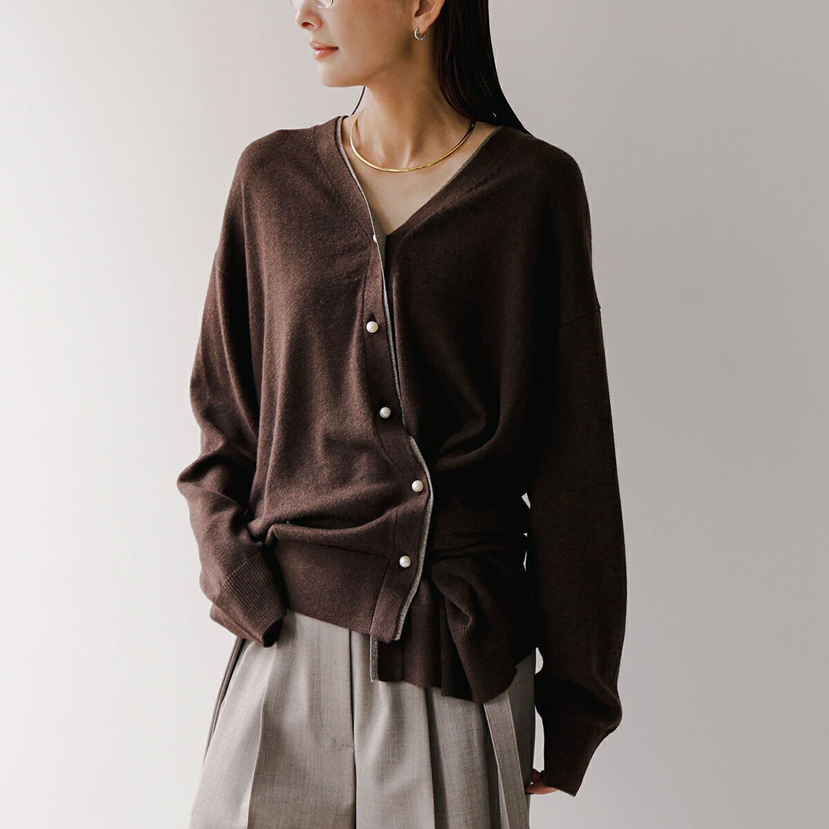OUR LEGACY ブラウン Vネック カーディガン 46 International